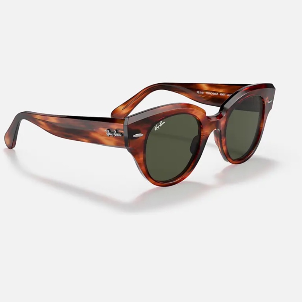 Ray-Ban Tortoise Shell Frame Sunglasses with Green Lenses